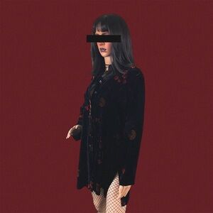 Chicos black velvet floral button-up top